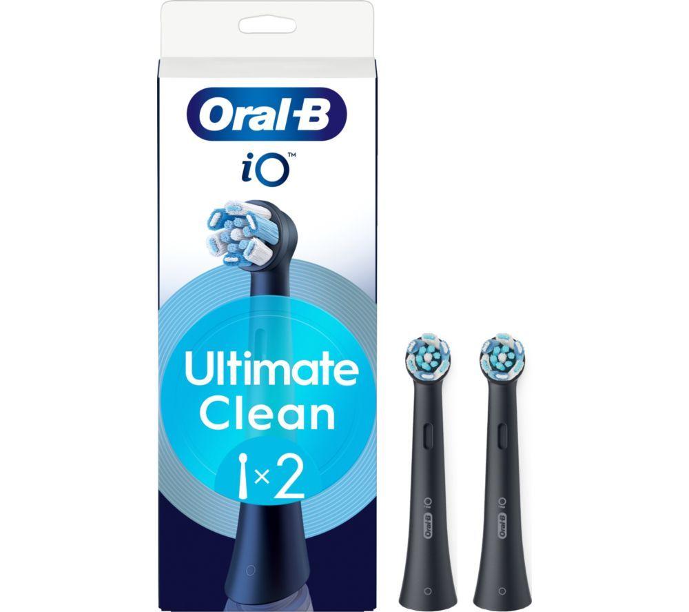 ORAL B iO Ultimate Clean Replacement Toothbrush Head   Pack of 2, Black