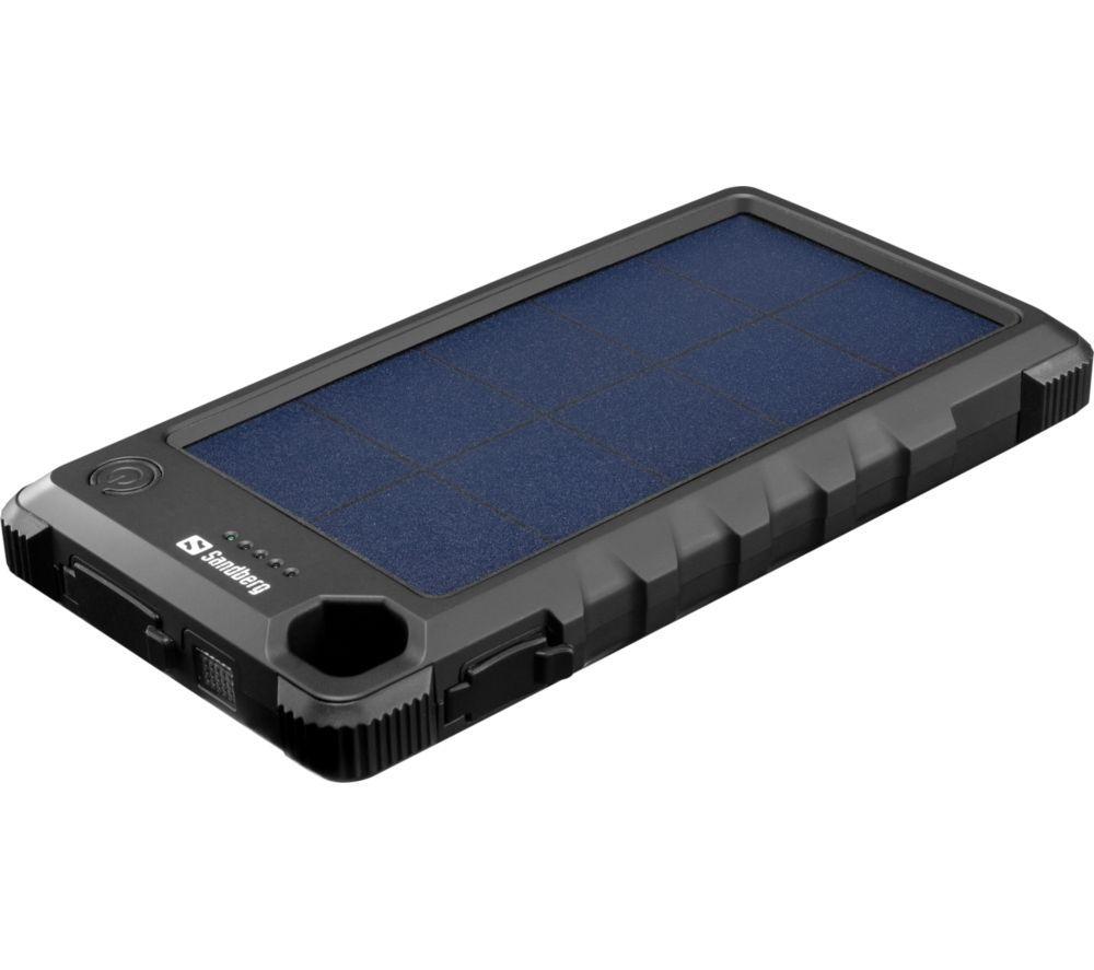 SANDBERG 10000 mAh Portable Solar Power Bank - Blue & Black