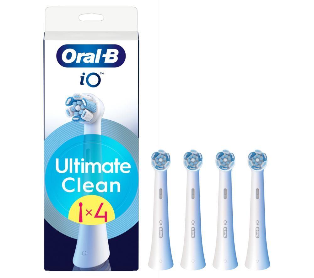 ORAL B iO Ultimate Clean Replacement Toothbrush Head   Pack of 4, White