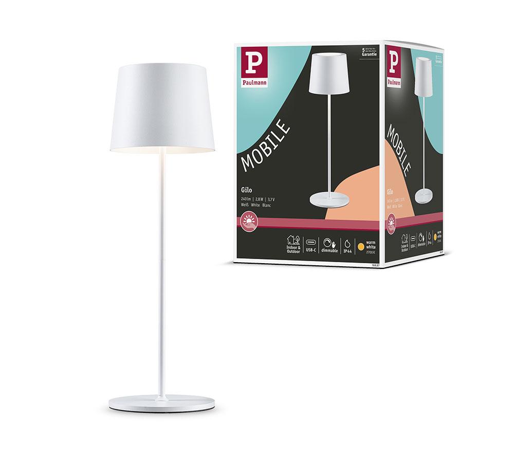 PAULMANN Gilo Mobile Table Lamp - White