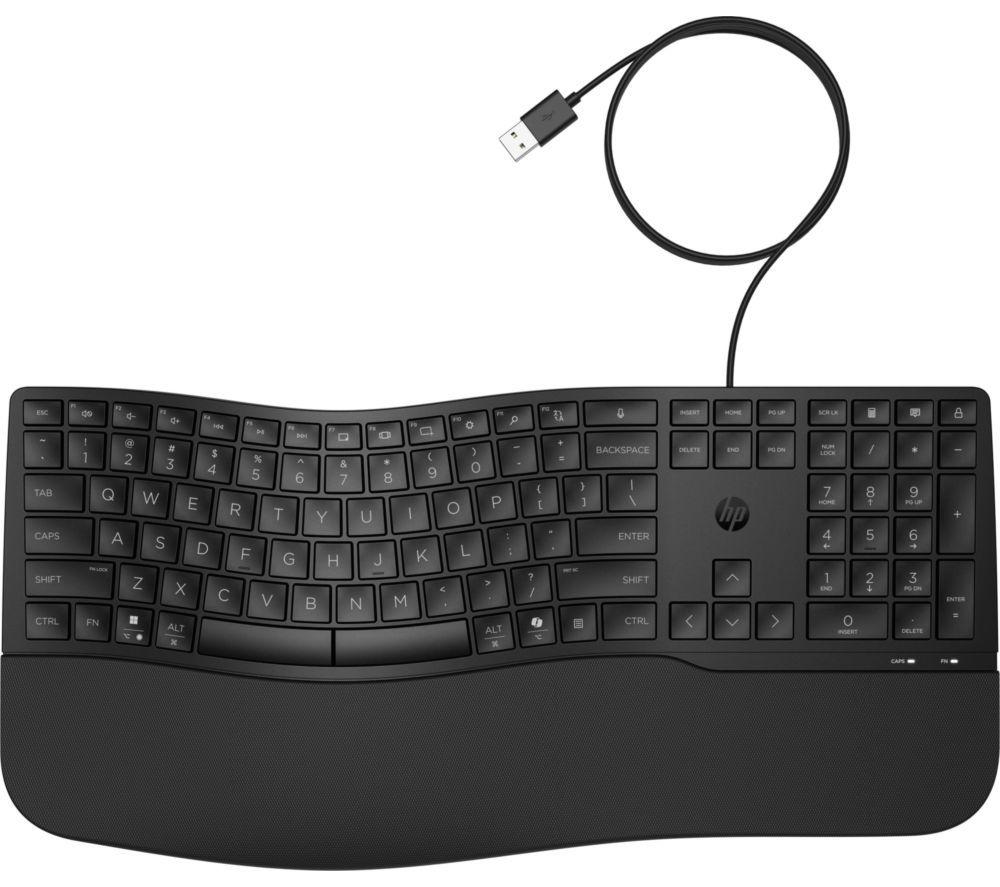 HP Comfort Wired Ergonomic Keyboard - Black