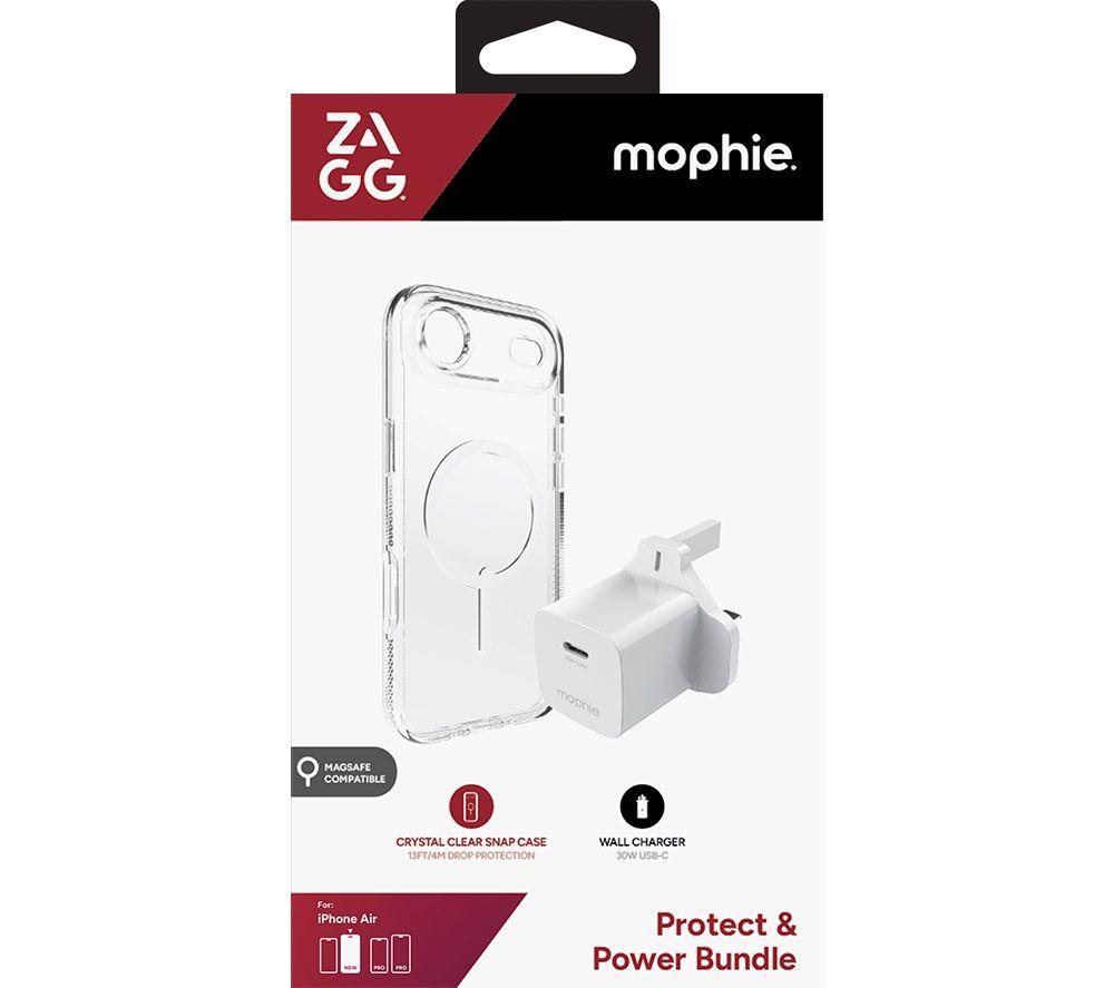 ZAGG Crystal Palace Snap iPhone Air Clear Case & Mophie 30 W USB Type-C Wall Charger Bundle