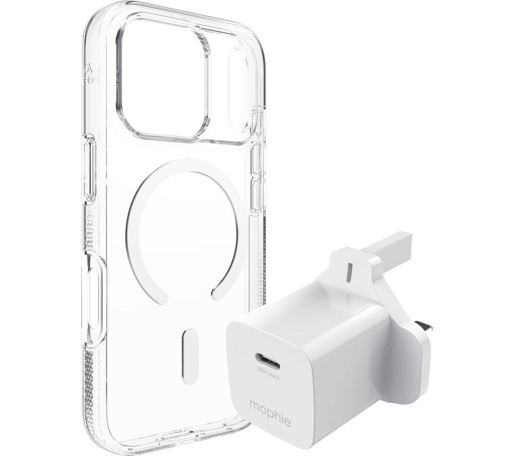 ZAGG Crystal Palace Snap iPhone 17 Pro Clear Case & Mophie 30 W USB Type-C Wall Charger Bundle