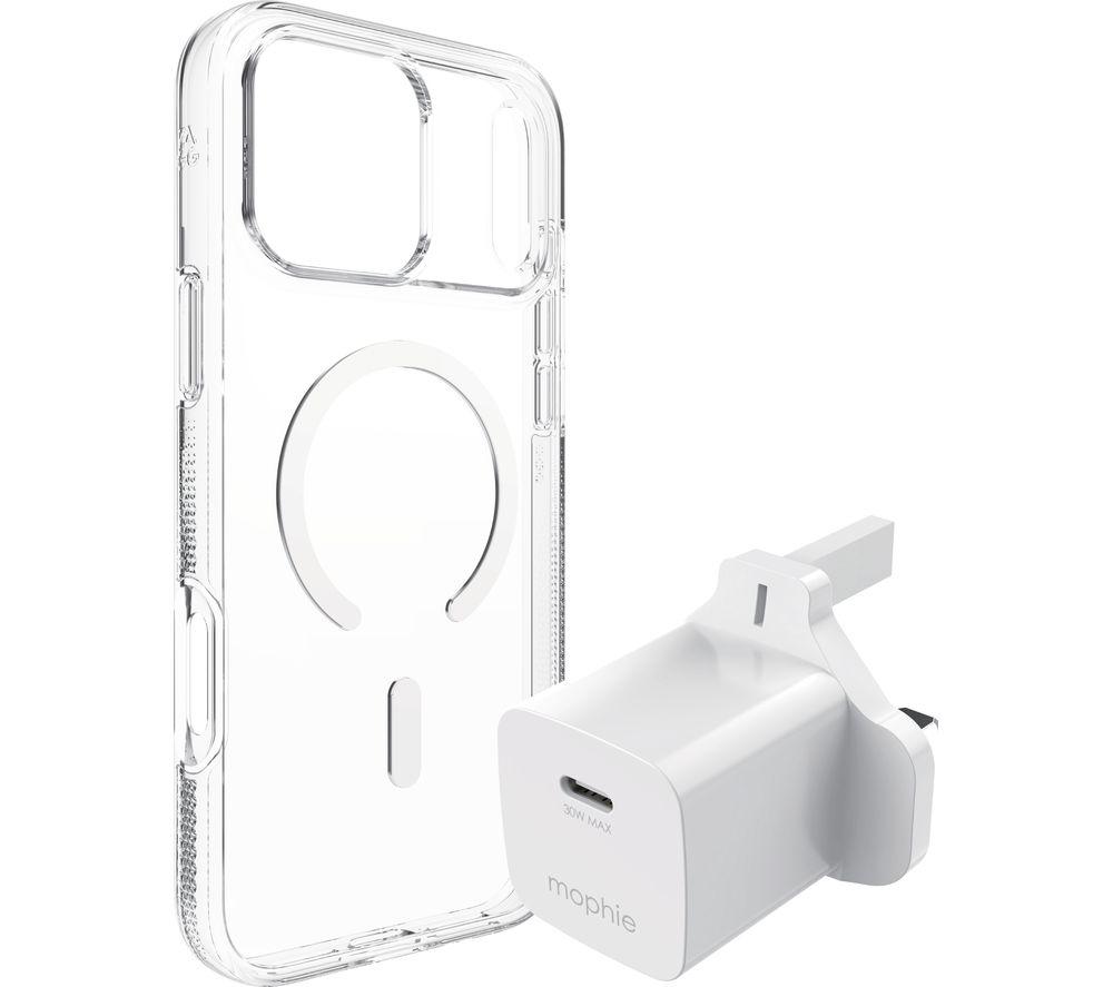 ZAGG Crystal Palace Snap iPhone 17 Pro Max Clear Case & Mophie 30 W USB Type-C Wall Charger Bundle