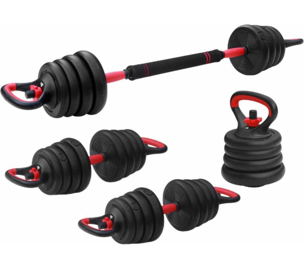 FITPADDY 3-in-1 Barbell Weight Set - Red & Black