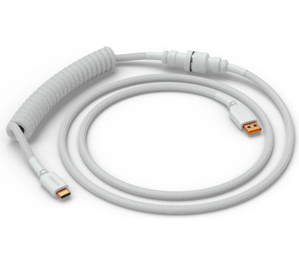 GLORIOUS Coiled USB to USB Type-C Keyboard Cable - Ghost White