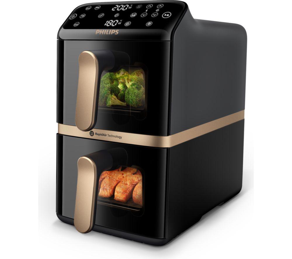 PHILIPS 4000 Series NA462/79 Stacked Dual Basket Air Fryer - Black & Gold