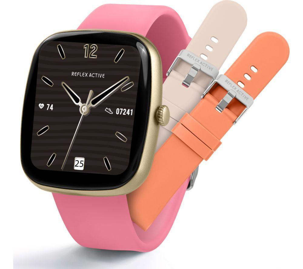 REFLEX ACTIVE Series 50 Smart Watch - Pink, Cream & Orange Silicone Strap Set
