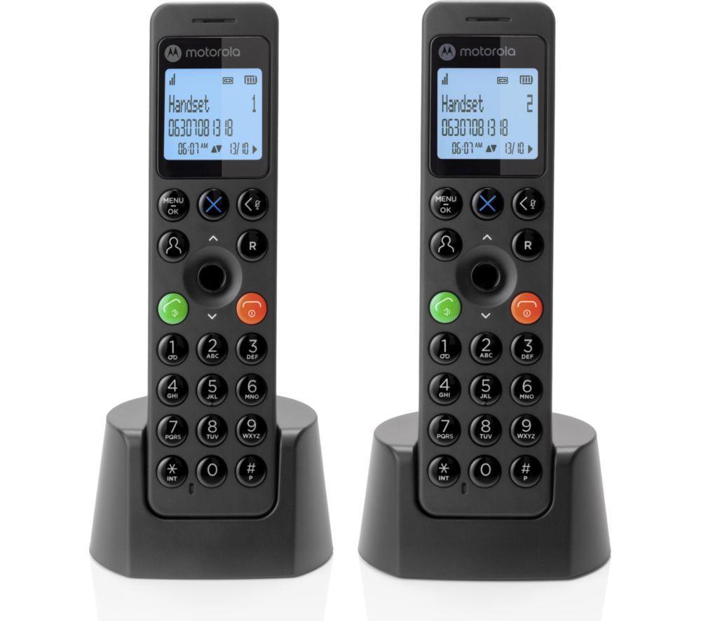MOTOROLA DOT212 Cordless Phone - Twin Handsets, Black