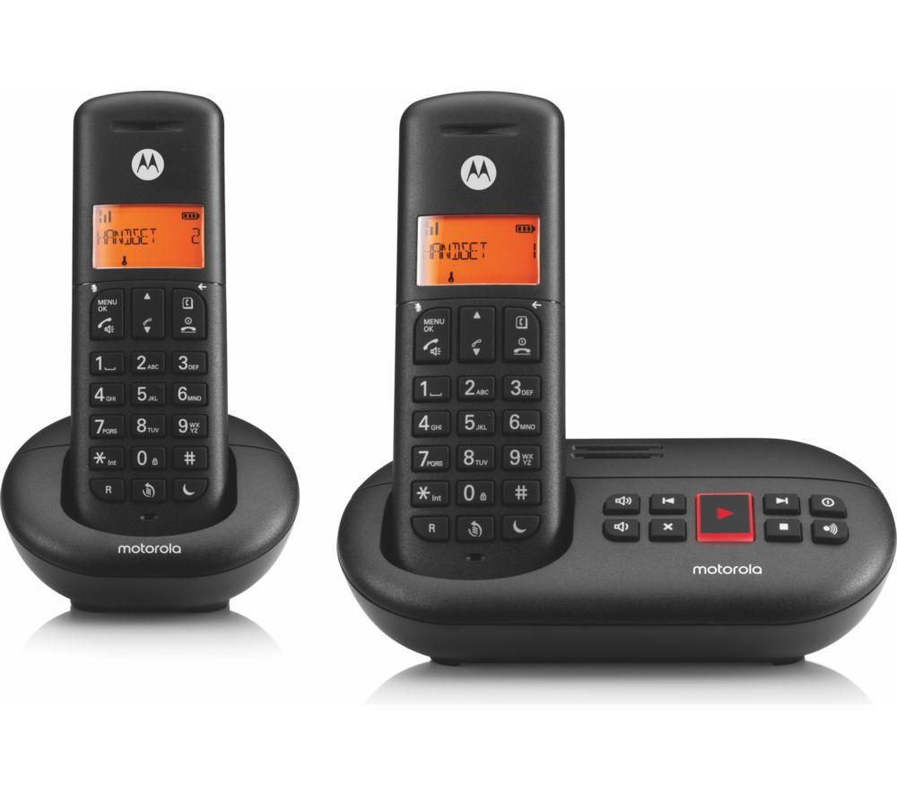 MOTOROLA E212 Cordless Phone - Twin Handsets, Black