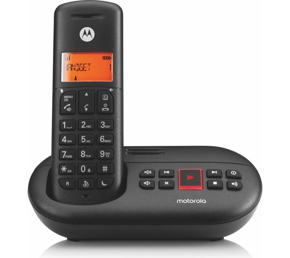 MOTOROLA E211 Cordless Phone - Single Handsets, Black