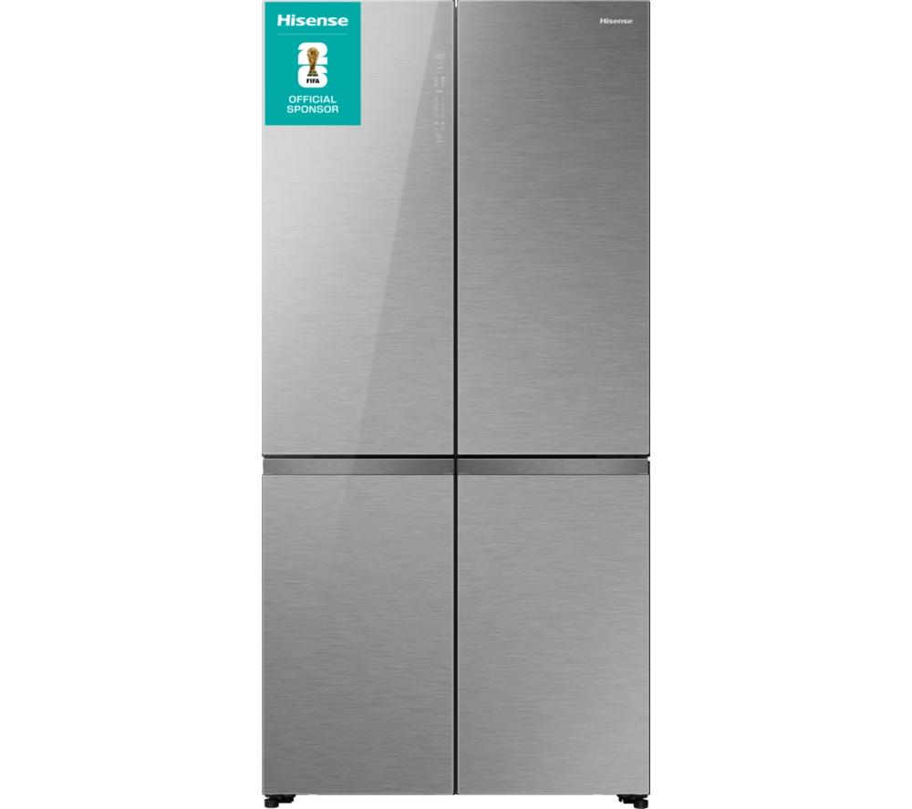 HISENSE KitchenFit RQ768N4GVE Smart Fridge Freezer - Silver Glass