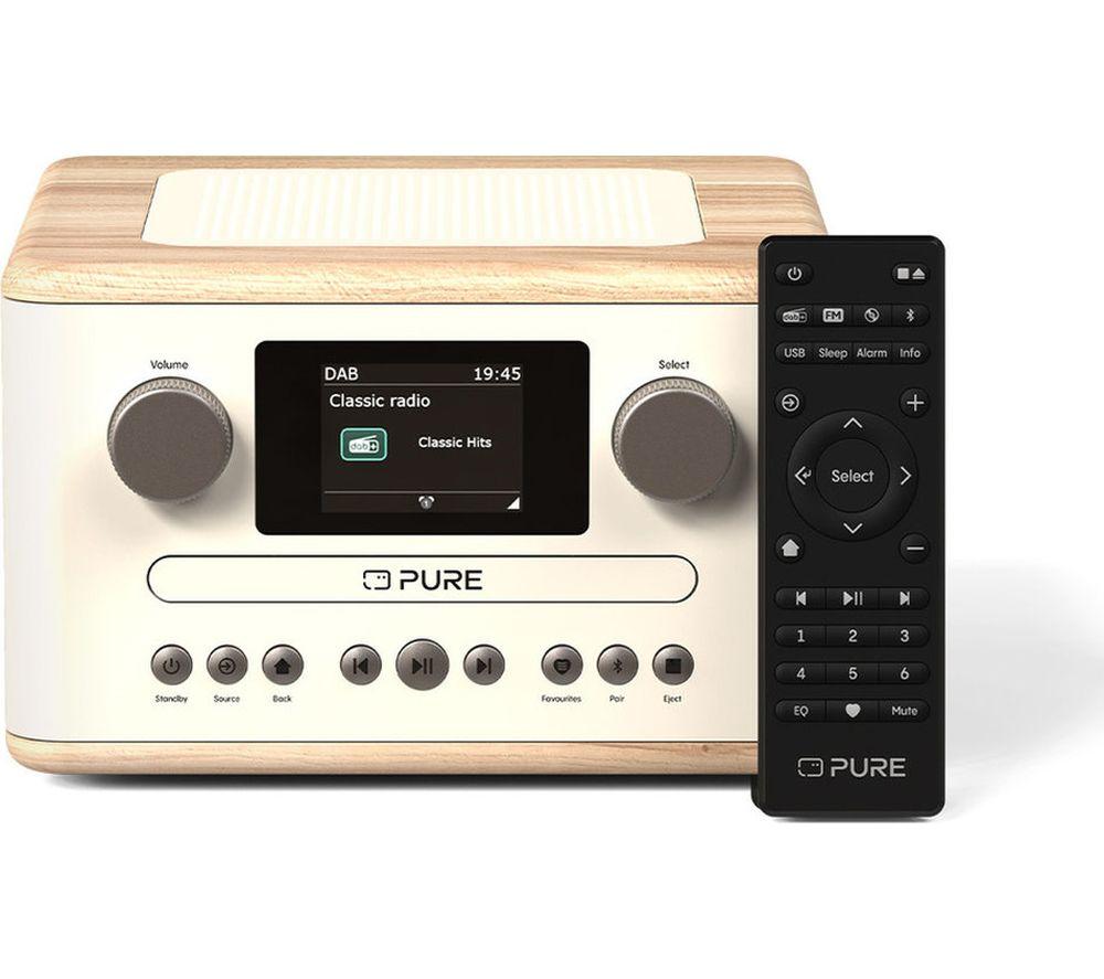 PURE Classic C-D4 DAB+/FM Bluetooth Radio - Cotton White & Oak