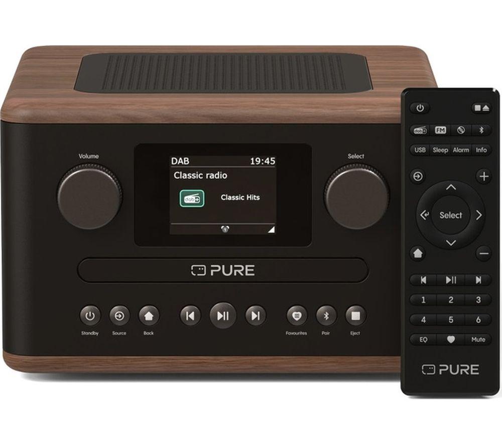 PURE Classic C-D4 DAB+/FM Bluetooth Radio - Coffee Brown & Walnut