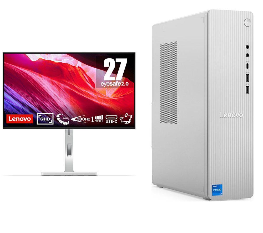 LENOVO IdeaCentre Desktop PC (Intel Core i7, 1 TB SSD) & L27h-4A Quad HD 27