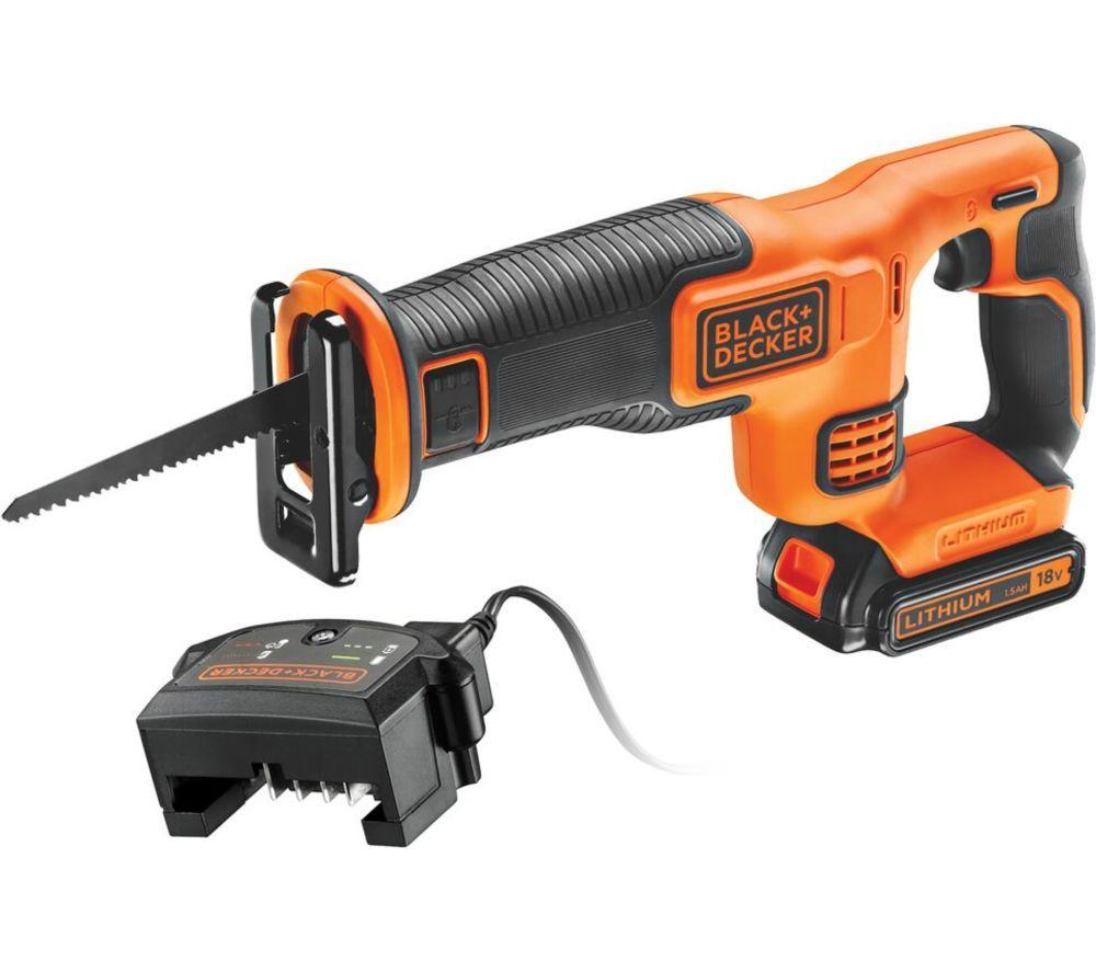 BLACK  DECKER 18V Cordless Reciprocating Saw - Black & Orange