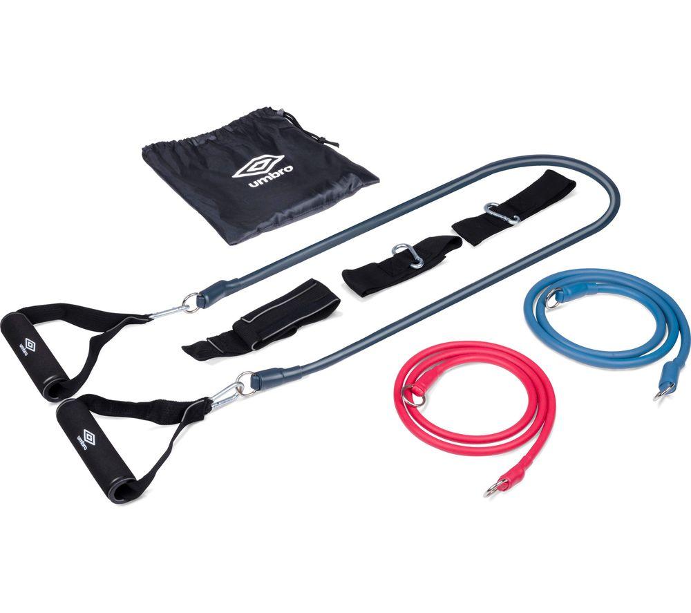 UMBRO 9-Piece Resistance Tube Set - Black, Blue & Red