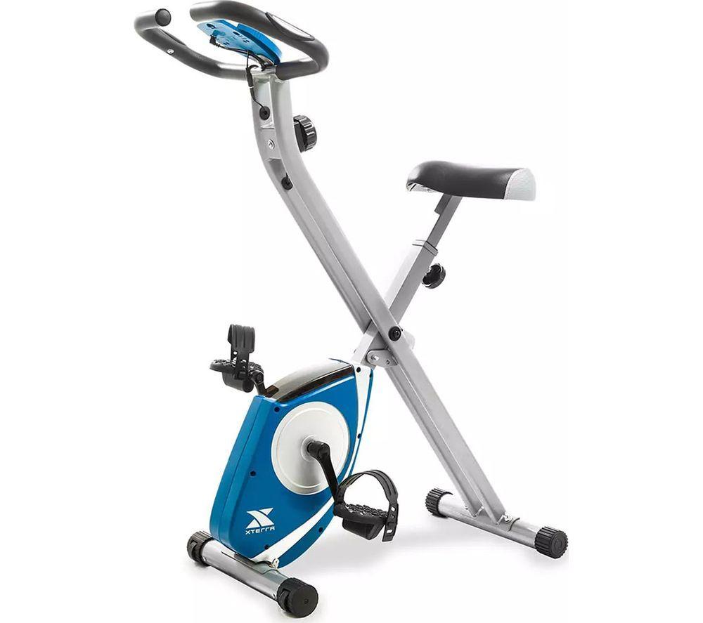 XTERRA Fitness FB150 Folding Exercise Bike - Silver & Blue