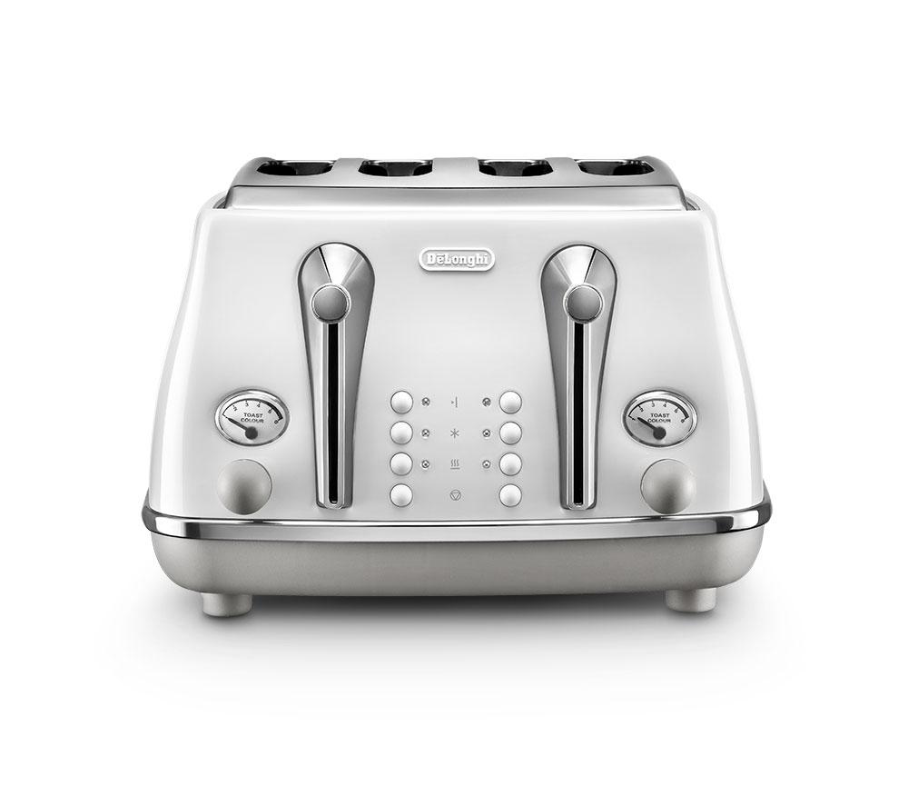 DELONGHI Icona Capitals CTOC4003.W 4-Slice Toaster - White, White,Cream