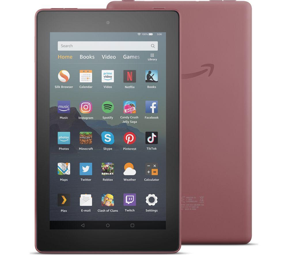 £29.9, AMAZON Fire 7 Tablet (2019) - 16 GB, Plum, Fire OS 5, Standard resolution screen, 16 GB storage: Perfect for apps & photos, Add more storage with a microSD card, Battery life: Up to 7 hours, 