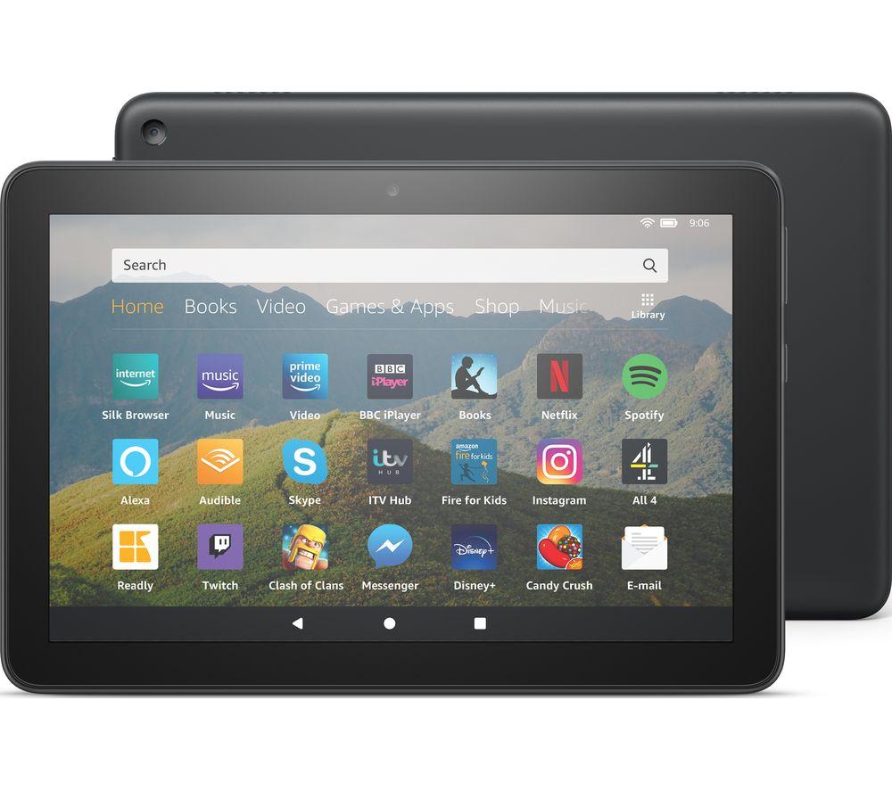 £89.9, AMAZON Fire HD 8 Tablet (2020) - 32 GB, Black, Fire OS 7, HD Ready screen, 32 GB storage: Perfect for apps / photos / videos, Battery life: Up to 12 hours, 