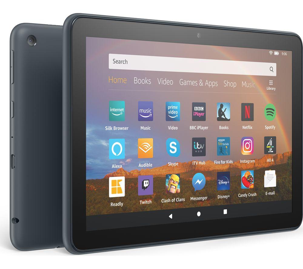 £109, AMAZON Fire HD 8 Plus Tablet (2020) - 32 GB, Black, Fire OS 7, HD Ready screen, 32 GB storage: Perfect for apps / photos / videos, Battery life: Up to 12 hours, 