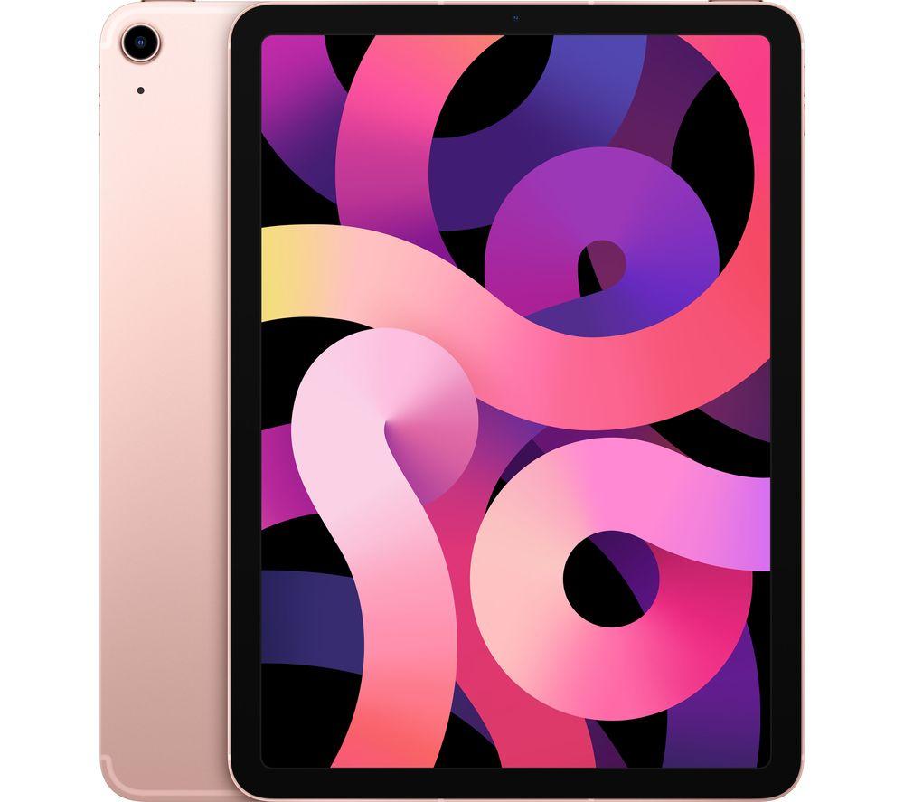 £619, APPLE 10.9inch iPad Air Cellular (2020) - 64 GB, Rose Gold, iPadOS, Liquid Retina display, 64 GB storage: Perfect for apps / photos / videos / games, Battery life: Up to 9 hours, Compatible with Apple Pencil (2nd generation), 