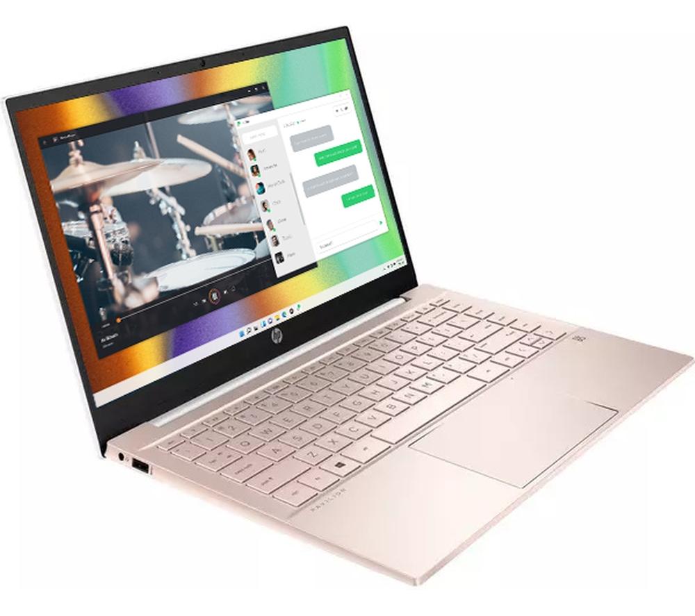 £479, HP Pavilion 14-dv0598sa 14inch Laptop - Intel® Core™ i3, 256 GB SSD, White & Rose Gold, Free Upgrade to Windows 11, Intel® Core™ i3-1115G4 Processor, RAM: 8 GB / Storage: 256 GB SSD, Full HD touchscreen, Battery life: Up to 9 hours, 