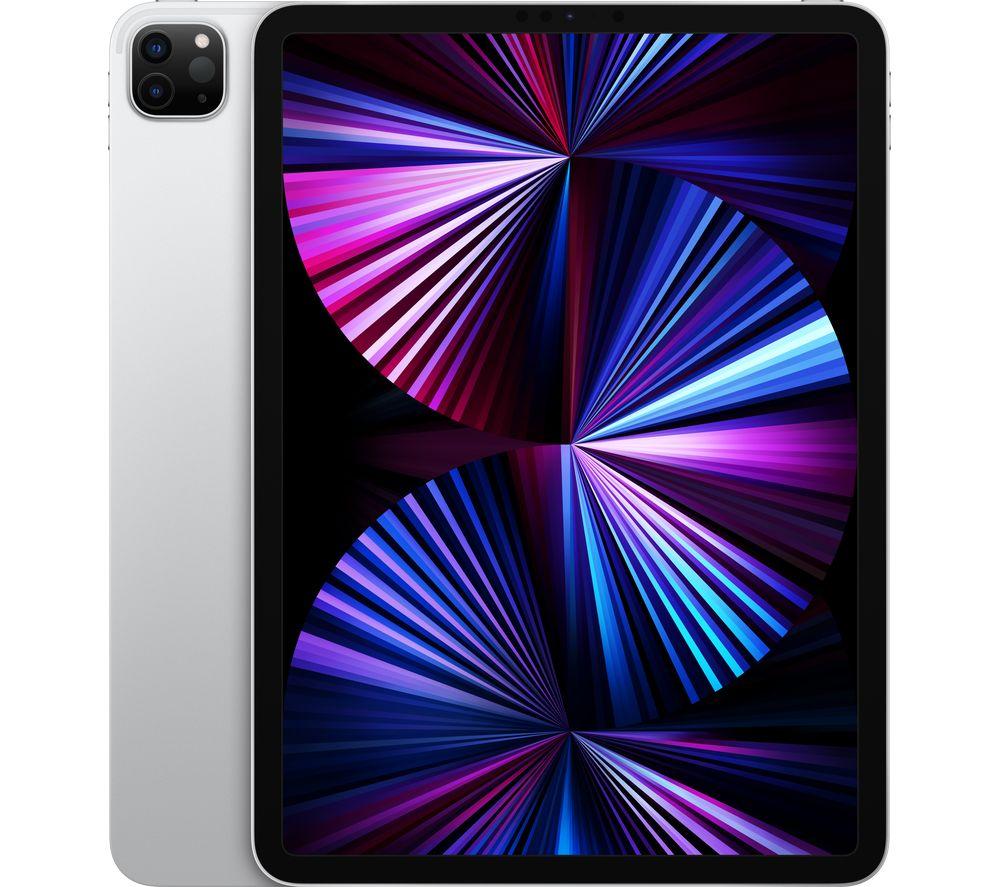 £1049, APPLE 11inch iPad Pro (2021) - 512 GB, Silver, iPadOS, Liquid Retina display, 512 GB storage: Perfect for saving pretty much everything, Battery life: Up to 10 hours, Compatible with Apple Pencil (2nd generation) / Magic Keyboard / Smart Keyboard Folio, 