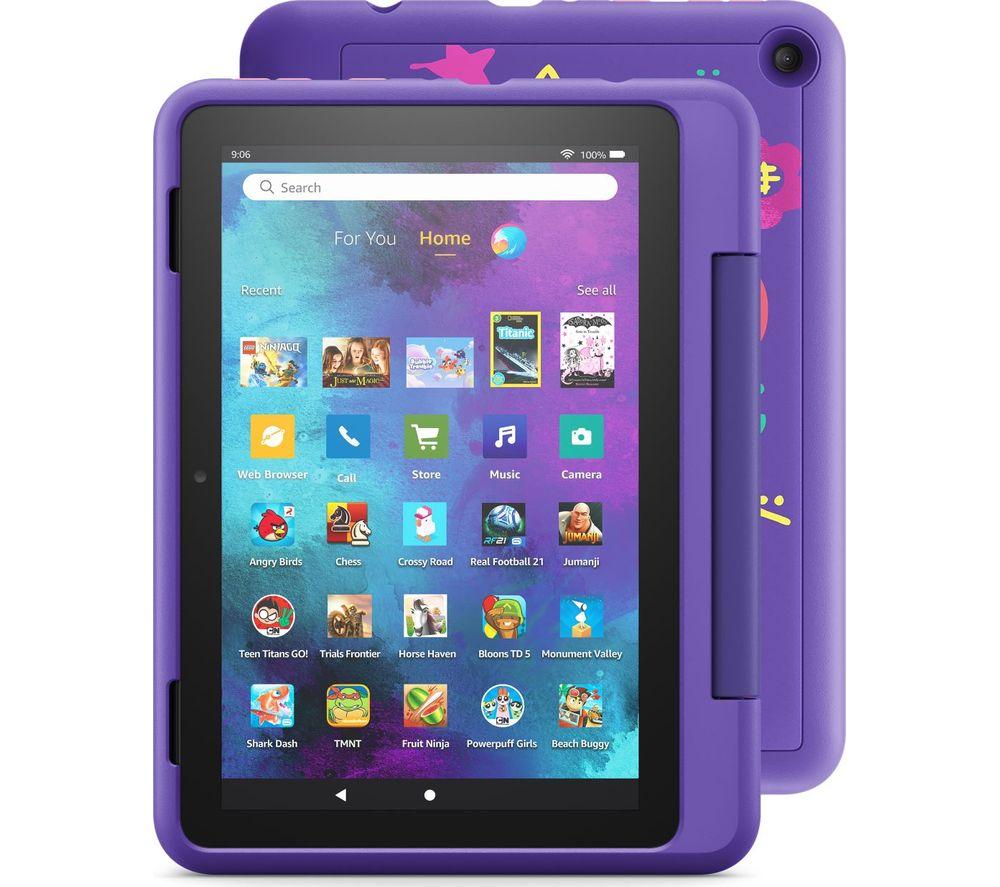 £139, AMAZON Fire HD 8inch Kids Pro Tablet (2021) - 32 GB, Doodle, Fire OS 7, HD Ready screen, 32 GB storage: Perfect for apps / photos / videos, Add more storage with a microSD card, Battery life: Up to 12 hours, 