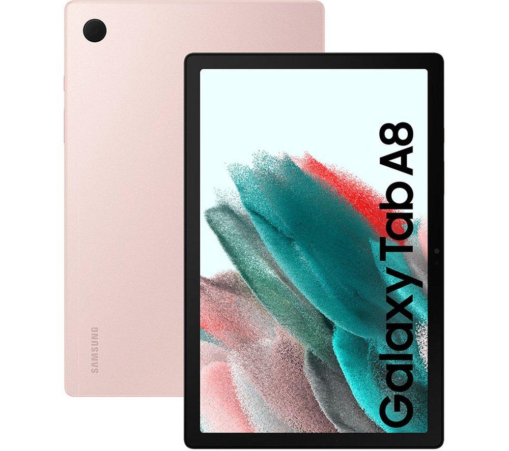 £219, SAMSUNG Galaxy Tab A8 10.5inch Tablet - 32 GB, Pink Gold, Android 11, Full HD screen, 32 GB storage: Perfect for apps / photos / videos, Add more storage with a microSD card, Dolby Atmos, 