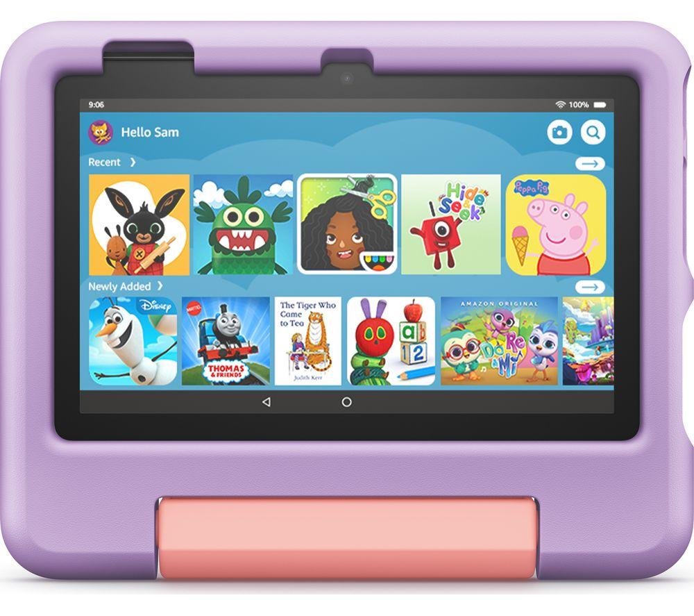 Fire 7 Kids tablet (16 GB, Purple) + BuddyPhones PlayTime Bluetooth Child Headphones (Great Purple) + NuPro Screen Protector (2-pack)
