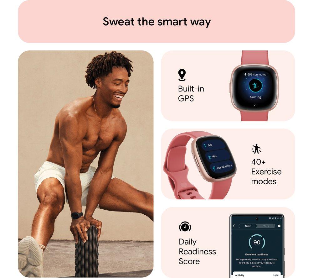 Fitbit Versa 2 Health & Fitness Smartwatch - Petal /Copper Rose | FB507RGPK | AYOUB COMPUTERS | LEBANON