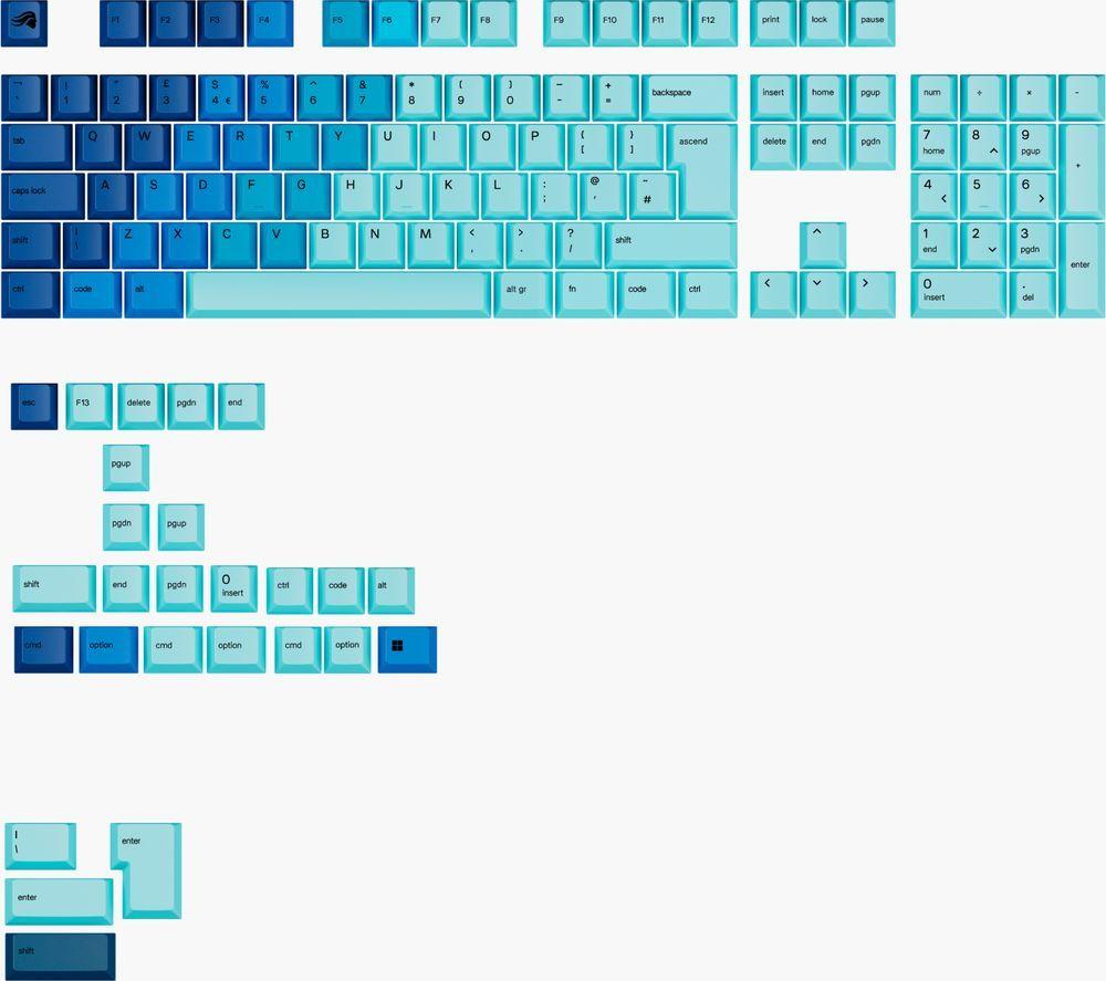 GLORIOUS GPBT Gradient Keycaps - UK Layout, Ocean V2