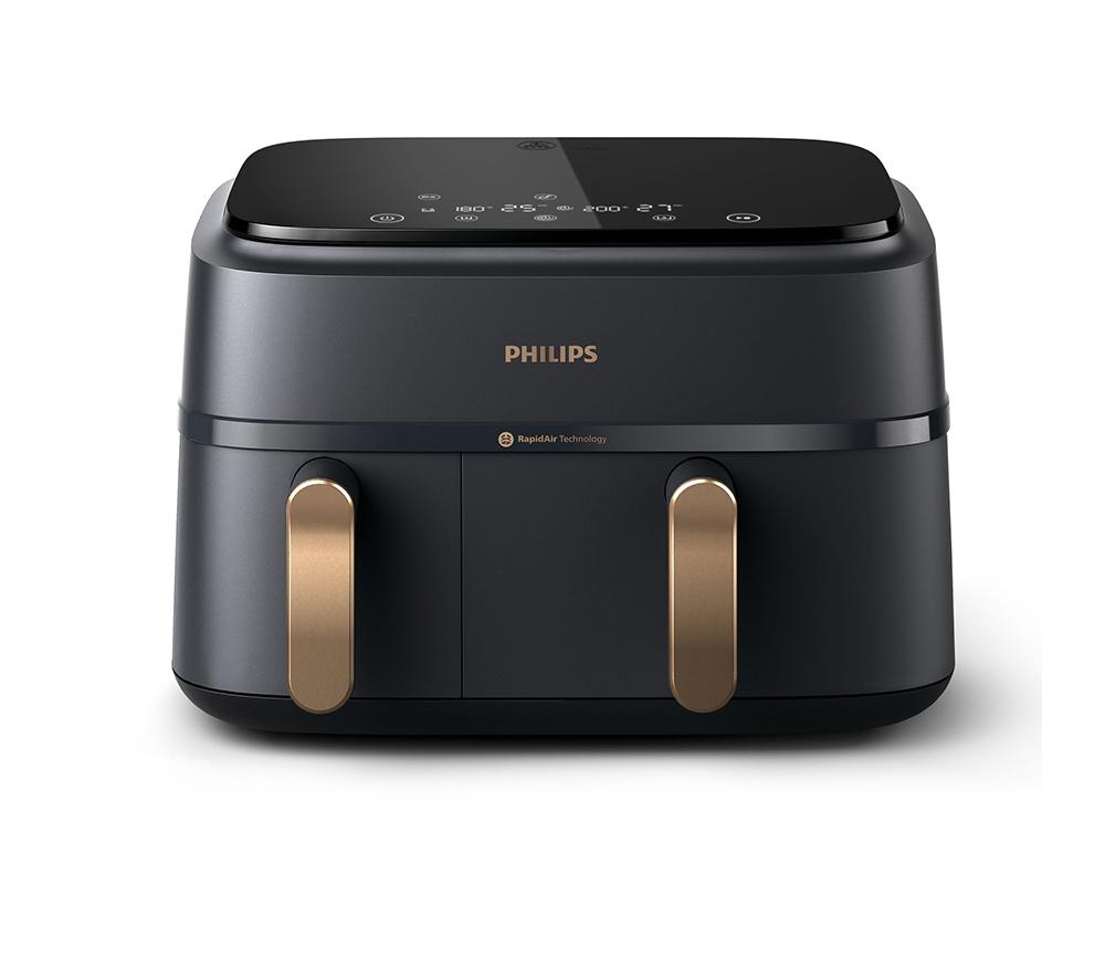 PHILIPS 3000 Series NA352/00 9L Dual Basket Air Fryer - Charcoal Grey & Copper