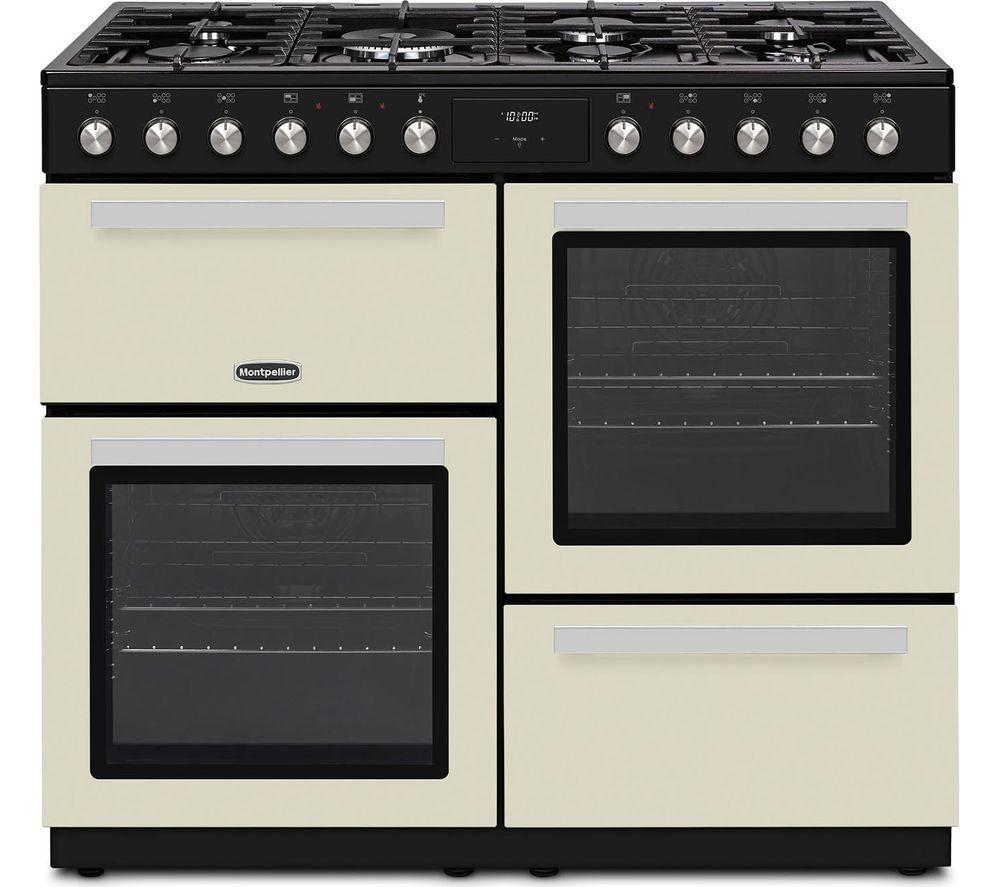 MONTPELLIER MDFRC100C 100 cm Dual Fuel Range Cooker - Cream & Chrome