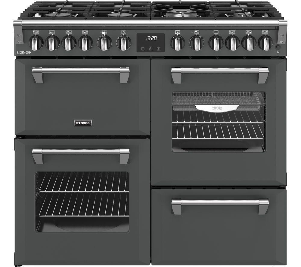 STOVES Richmond 100DF Dual Fuel Range Cooker - Anthracite & Chrome