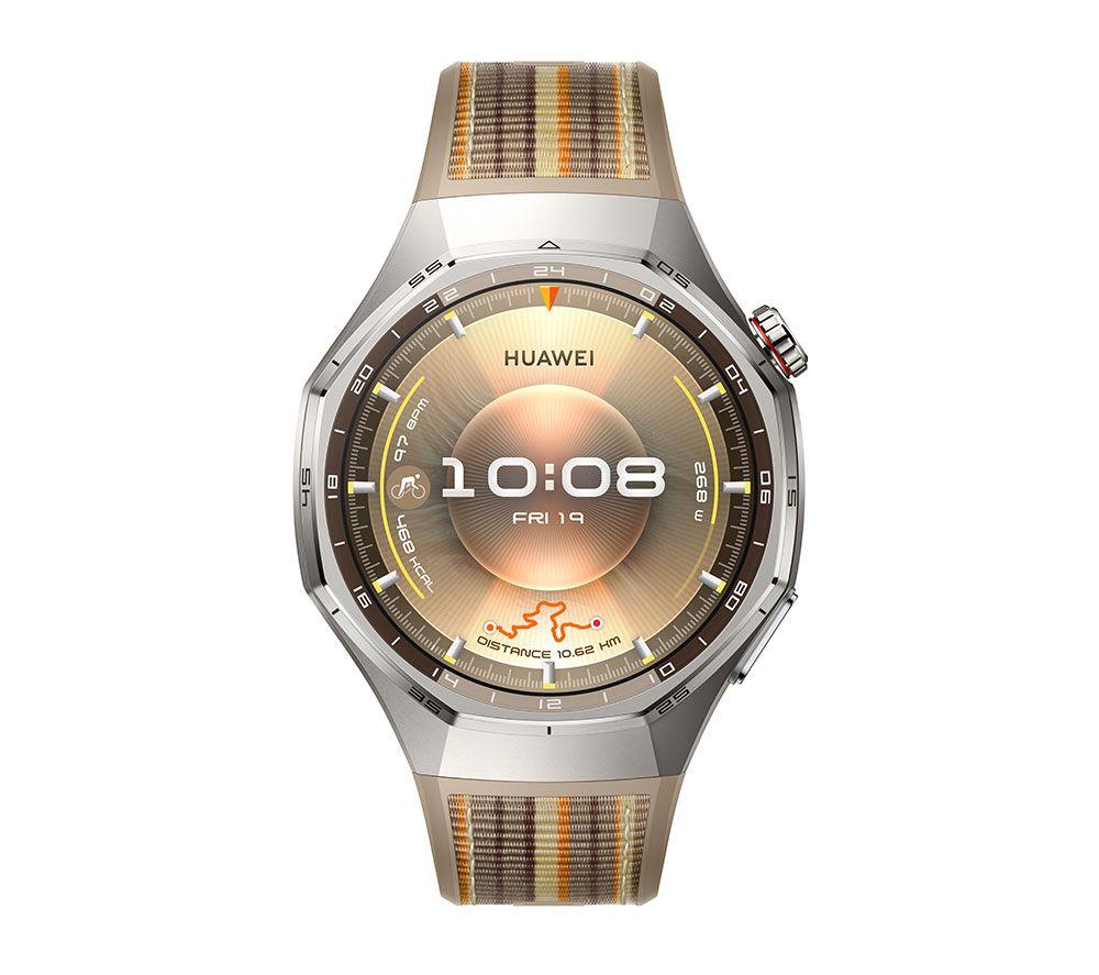 HUAWEI Watch GT 6 Pro - Titanium with Gold Fluoroelastomer Strap, 46 mm