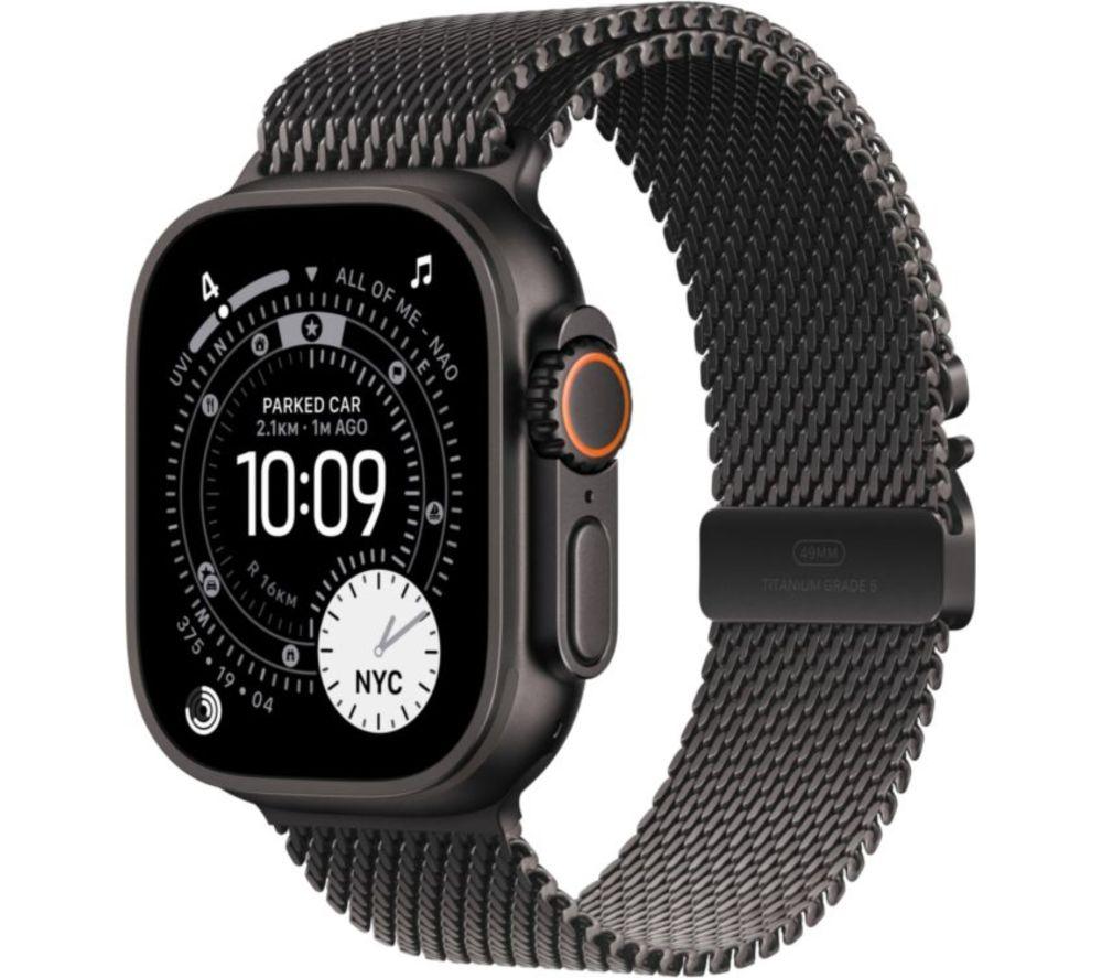 APPLE Watch Ultra 3 Cellular - 49 mm Black Titanium Case with Black Titanium Milanese Loop, Medium