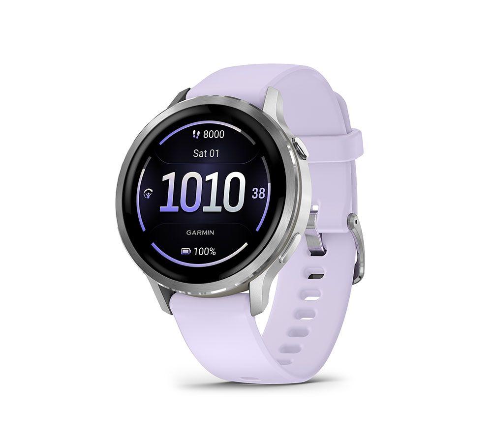 GARMIN Venu 4 Smart Watch - Silver with Periwinkle Silicone Band, 41 mm