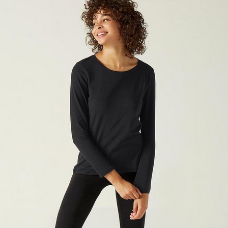 NYAMBA - Small  Long-Sleeved Cotton Fitness T-Shirt, Black