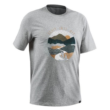 QUECHUA - Large  Techtil 100 Short-Sleeved Hiking T-Shirt - Mottled, Light Grey