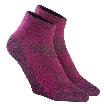 QUECHUA - EU 35-38  Walking Mid Socks - 2 Pack, Purple