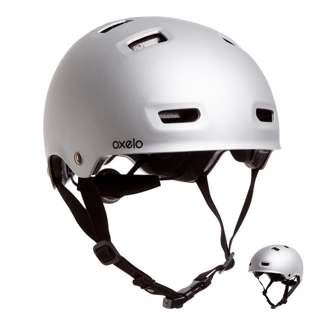 Oxelo 59 62 Cm Mf500 Skating Skateboarding Scootering Helmet Light Grey Azadea Qatar