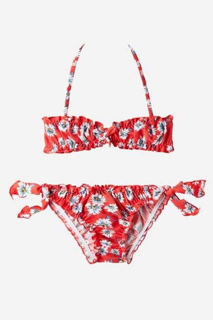 Shop Calzedonia Red Daisies Bikini Top Bandeau Heidi, Kids Girl ...