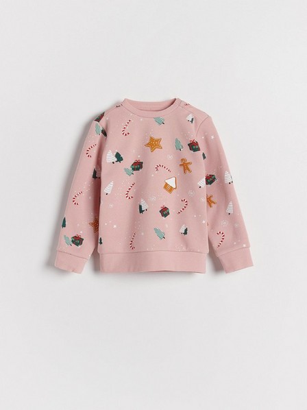 Reserved - Pink Sweatshirt With A Holiday Print, Kids Girl