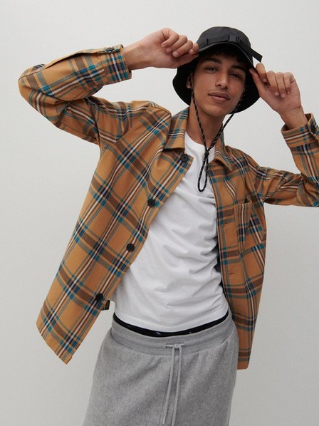 Reserved - Beige Cotton Checked Shirt