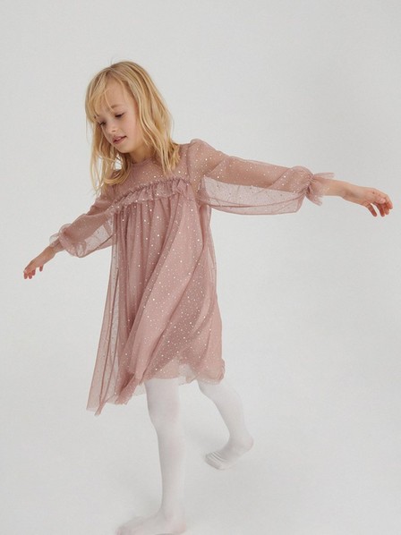 Reserved - Pink Tulle Dress With Glitter, Kids Girl