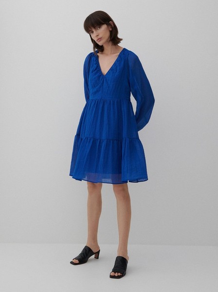 Reserved - فستان أزرق من القماش الهيكلي ، نسائي