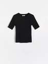 Reserved - Black Striped Knitted T-Shirt, Women
